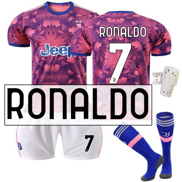 22-23 Juventus andra borta fotbollsdräkt nr 9 Hove 22 Di Maria 10 Pogba 7 Chiesa kostym Ronaldo No. 7 with Socks + Gear #L