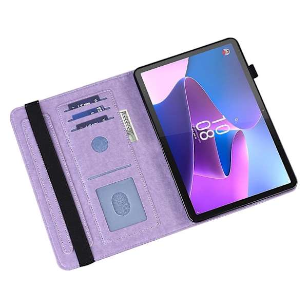 Imprinting droppsäkert surfplattefodral i PU-läder med stativ till Lenovo Tab P11 Gen 2 Purple