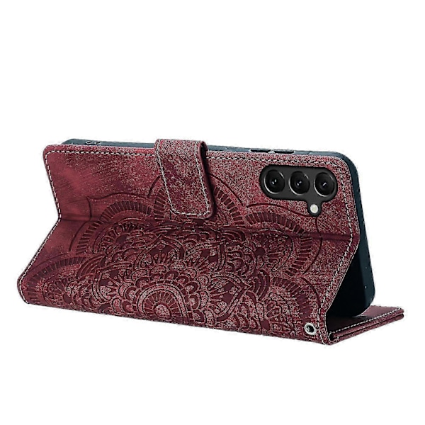Frosted Læder Etui til Mandala Emed Retro Telefon Rød(FQ) Red For Samsung Galaxy S23 FE 5G