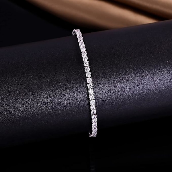 18K hvittgullbelagt 3,0 mm kubisk zirkonia klassisk tennisarmbånd 8 tommer