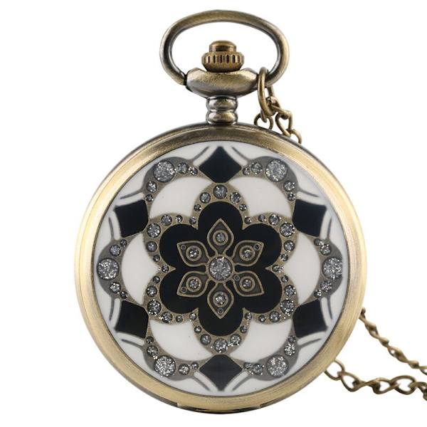 Bronze Flip Crystal Palace Blomster Lommeur Gave Ure