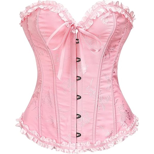 Korsett Toppar för Kvinnor, Bustier Shapewear Underkläder, Spets Midja Push Up Bodysuit rosa pink XS
