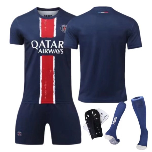 24-25 Paris hemmatröja nr 7 Mbappe 9 Ramos barn vuxen kostym fotbollströja Size 7 socks + protective gear L