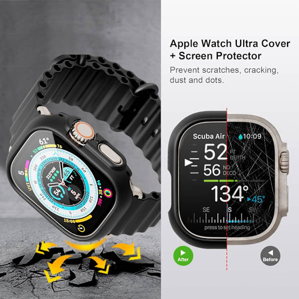 6-pak etui til Apple Watch Ultra 49 mm med skærm i hærdet glas 6-pak 2 6-Pack 2 49mm
