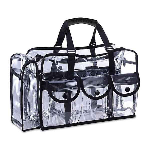 Transparent travel make-up bag with large outer pockets