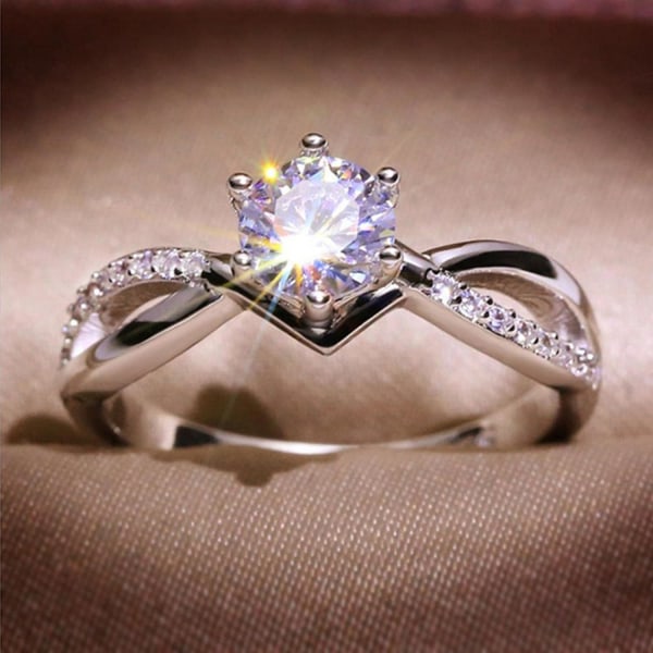 Mode diamantring romantiska bröllopsringar smycken kristall