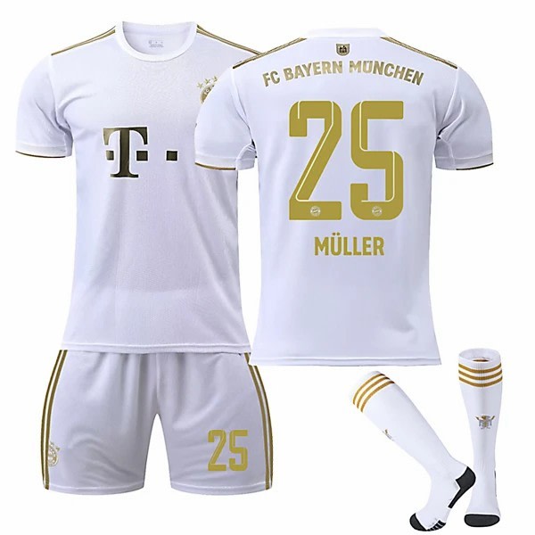 22/23 Nya säsongen borta FC Bayern Munchen MULLER nr 25 barn tröja paket Child-16