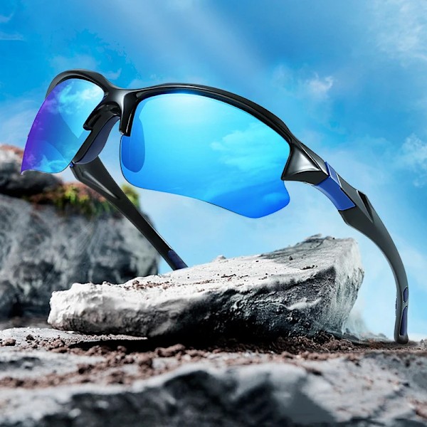 Tukkumyynti mukautetut logot edulliset fotokromiset linssit polarisoidut pyöräilylasit miehille juoksulasit urheilulasit C8 Black Blue/Blue Sport sunglasses