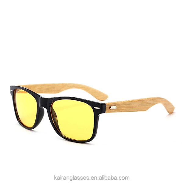 Classicbrand logo 2140M  Bamboo temple shades  Unisex Vintage Bamboo aurinkolasit C4 Black/Yellow