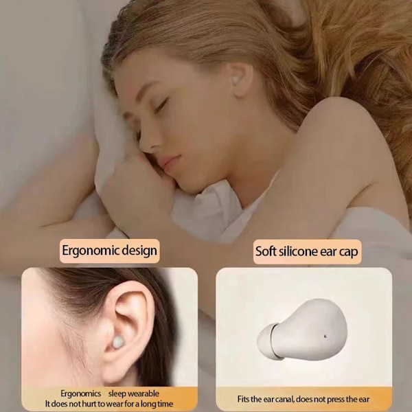 Näkymätön Sleep Earbuds Langattomat Bluetooth-kuulokkeet Korvakuulokkeet Mikrofonilla Melunvaimennus HiFi Raskas Basso Kuulokkeet (Musta (Englanninkielinen versio)) Black (English version)