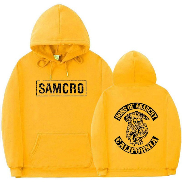 Sons Of Anarchy Samcro Hoodie Dobbeltsidig Trykt Genser Skjorte Topp Gul Yellow M