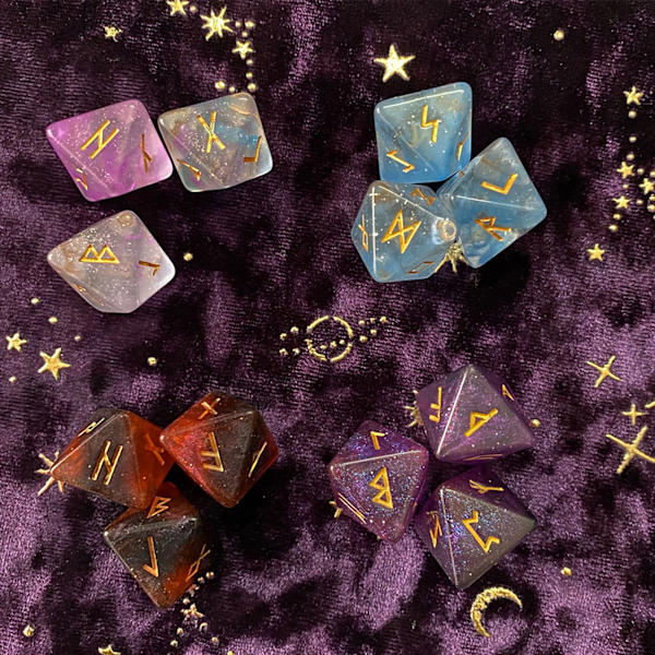 8-sidet runeterningsett i harpiks, assortert polyhedral terningsett, polyhedral spådomsterninger for bordspill Gold 0.02