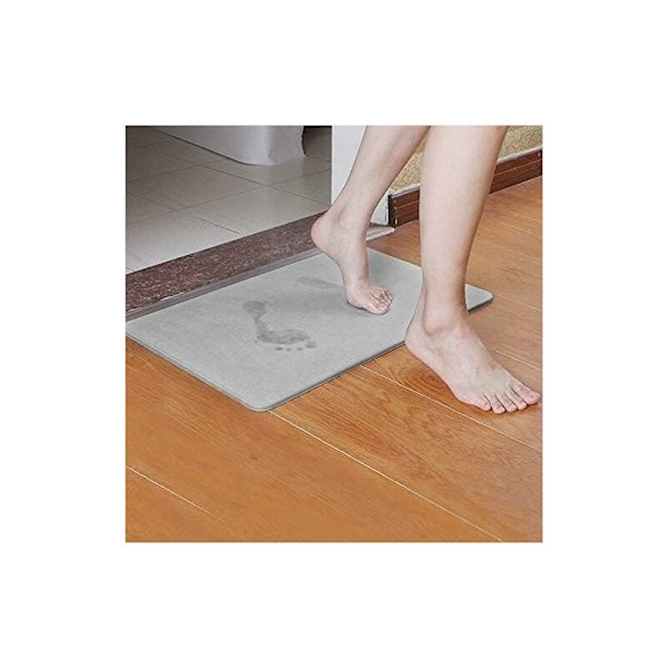Diatoméjord Bademåtte Bademåtte Skridsikker Brusebadsmåtte til Badeværelse 60 x 39 x 0,9 cm (Grå)