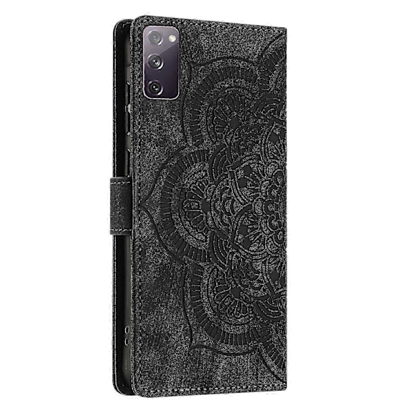 Frosted Læder Etui til Mandala Emed Retro Telefon Sort(FQ) For Samsung Galaxy S20 FE Black