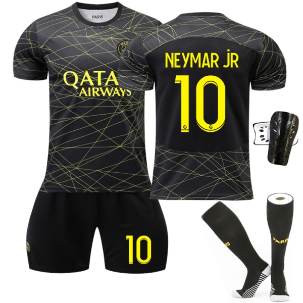 23 Paris tre gästfotbollsdräkter nr 30 dräkt nr 10 Neymar nr 7 Mbappe svart och guldtröja No. 10 with socks + protective gear #22