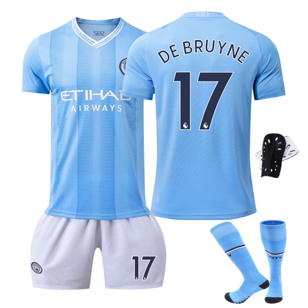 Ny 23-24 Manchester City hjemmebanetrøje nr. 9 Haaland 10 Grealish 17 De Bruyne fodboldunifornssæt No. 10 + socks XL