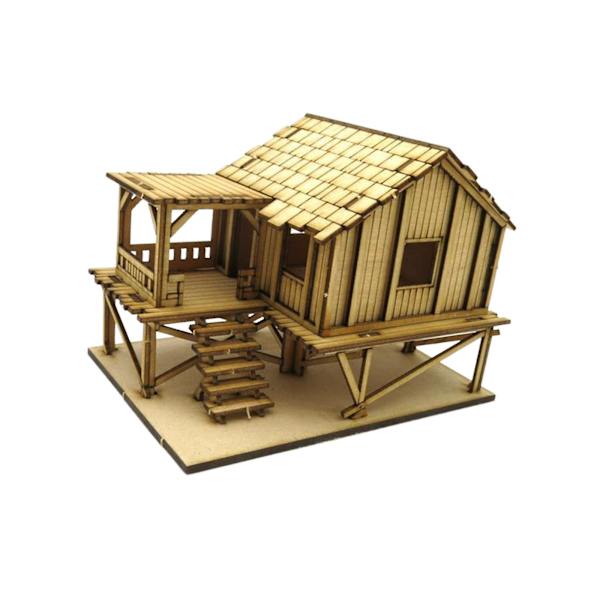 3D Träpussel 1/72 Trästuga för Arkitekturmodell Sandbord Diorama Stil A
