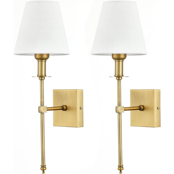 E26 Wall lamps indoor vintage hall wall lamp decorative gold industrial wall lamp with white fabric shade (without bul)