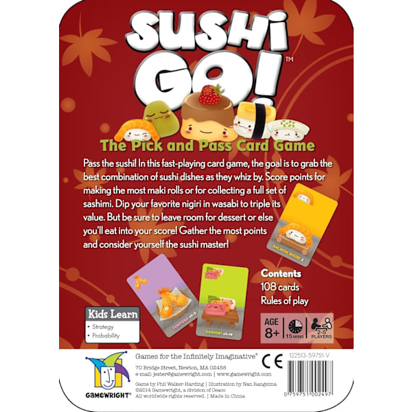 Spilforfatter | Sushi Go-spil | Kortspil | Alder 8+ | 2-5 spillere | 15 minutters spilletid
