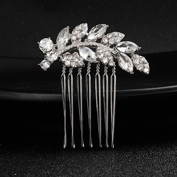 New Silver Alloy Hair Comb Handmade Beads Rhinestone Fashion Metal Headpiece Elegant Hair Jewelry Accessories For Women