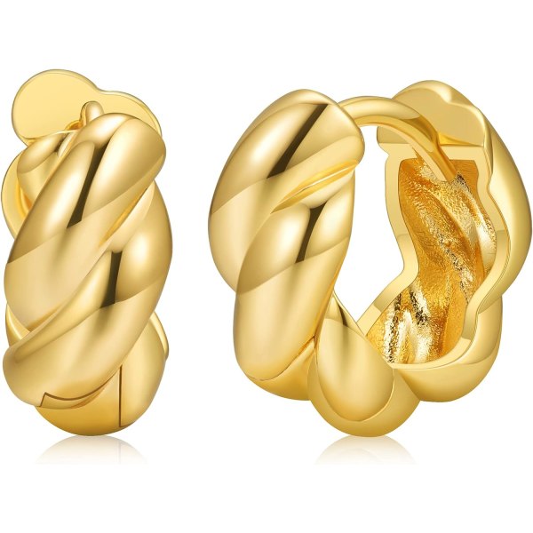 Gold Hoop Huggie örhängen för kvinnor - allergivänliga örhängen,