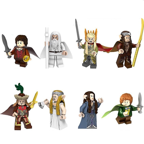 8 stk. Ringenes Herre Actionfigurer Byggeklosser Leksesett Samleobjekter 1,77 tommer Arwen Boromir Alver Aragorn Minifigurer Byggesett