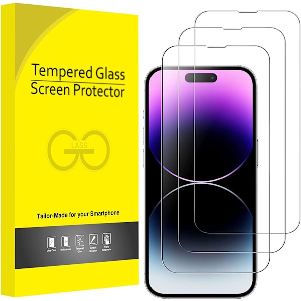 3X Hærdet glasbeskyttelse iPhone 13/14 13 Pro /14 Pro transparent