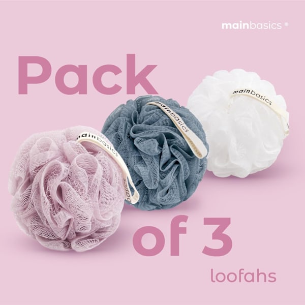 Bad- och duschloofahsvamp, kroppsskrubb, exfoliator, kroppstvålssvamp (3-pack, Airy Blossom)