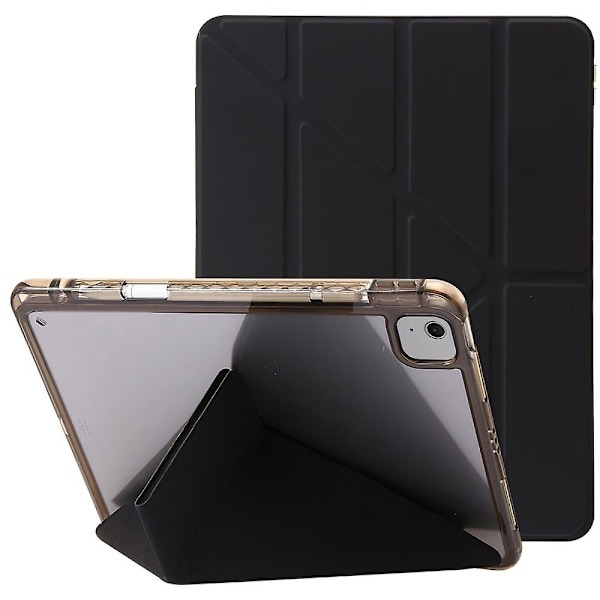 PU Læder Etui til iPad Air 11 (2024) Origami Stativ Transparent Tablet Etui - Sort-WELLNGS Black