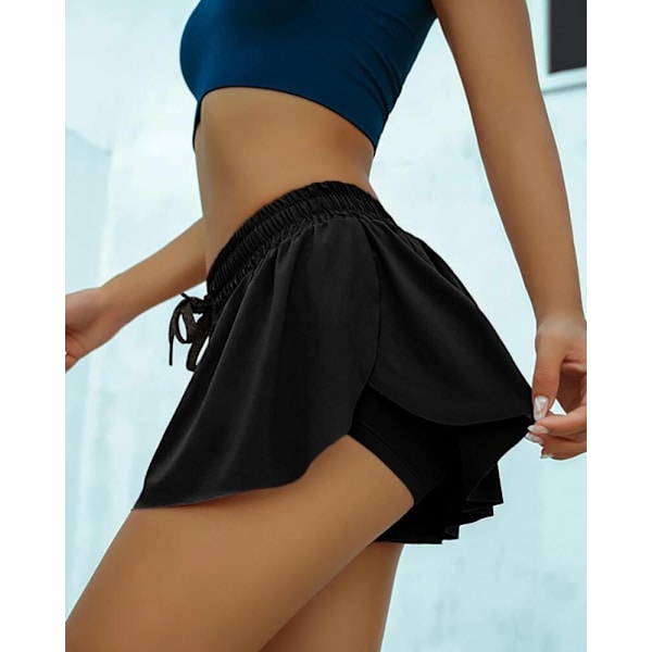 Damshorts för sport, gym, yoga, träning, löpning, svett, spandex, fjäril