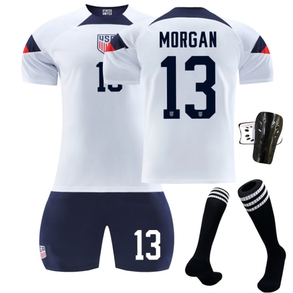 22-23 MM-kisat USA kotikenttä jalkapallopaita nro 10 Pulisic 8 McKennie 11 Aaronson 13 Morris No. 10 with socks + protective gear #2XL