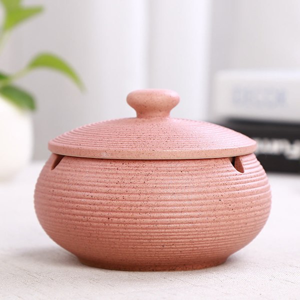 Hemaskfat i keramik, stor, retro, kreativ, bakad stengods, med lock Stoneware pink