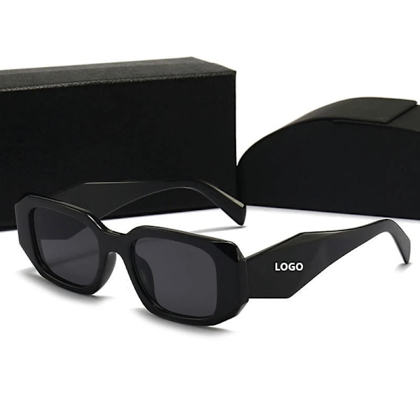 Trendikkäät retroaurinkolasit miehille, muodikkaat naisten lasit 2024, aurinkolasit naisille, luksusbrändin suunnittelijan aurinkolasit laatikolla ja logolla Black Gray Glasses with brand logo