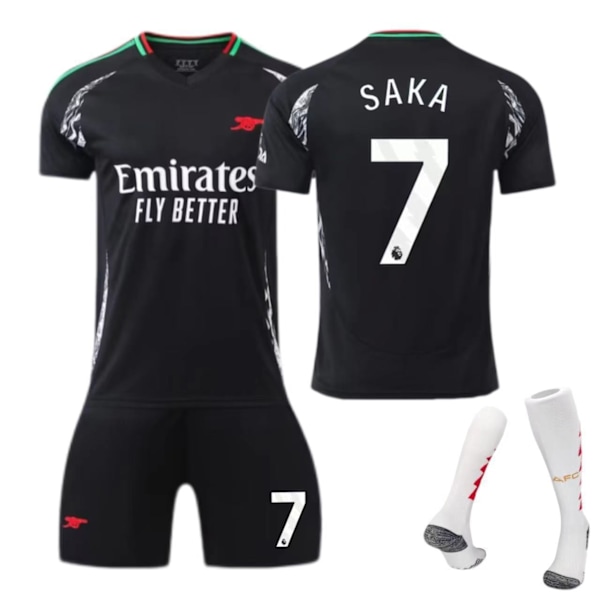 2425 Arsenal bortekolleksjon nr. 7 Saka fotballtrøye sportsklær - nr. 7 + sokker + leggbeskyttere XS(160-165cm)