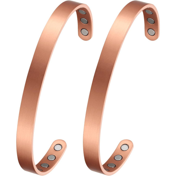 2 st koppar magnetiska armband för män kvinnor 99,9% rent koppar armband justerbara armband