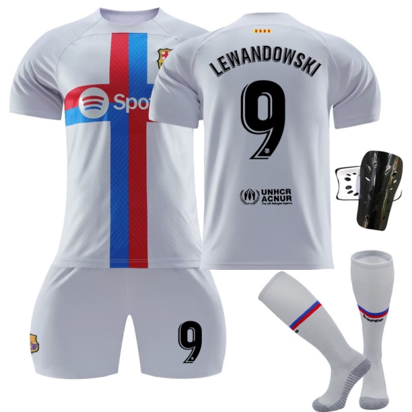 22-23 Barcelona andra bortaställ grå nr 9 Lewandowski fotbollströja set 30 Gavi 8 Pedri nr 21 De Jong Size 14 with socks #M