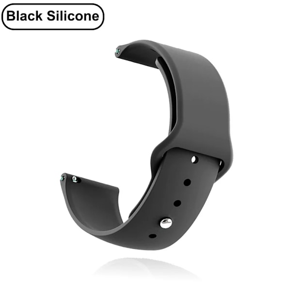 Nye 18mm 20mm 22mm Remmer for Garmin Venu 2S Rem for Vivoactive 3 4S 4 Forerunner 245 645 Galaxy Watch 4 Classic 42 46mm Svart Silikon Black Silicone 18mm