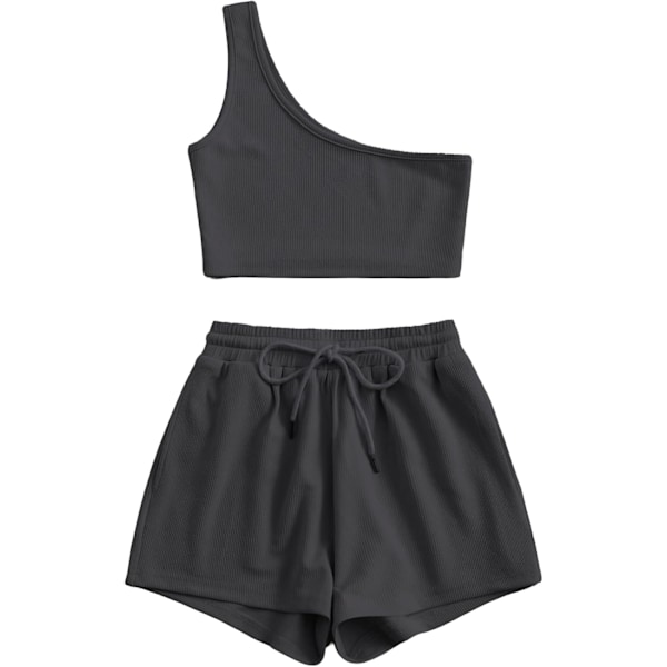 dusa Naisten Yksi Olkaimen Tankki Toppi ja Lounge Shorts 2 Osa Urheiluasusetti Harmaa Large