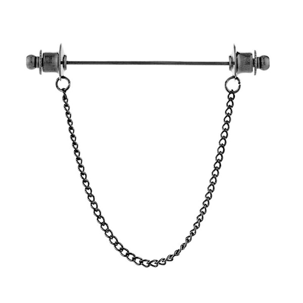 Kravebåndsnål slipsespænde broche SORT ENKELTKÆDE - spotudsalg Sort Black Single Chain - Single Chain