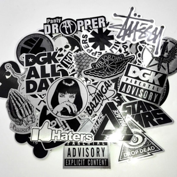 50x Faux Metal Trendy Stickers, Metal #1 Silver