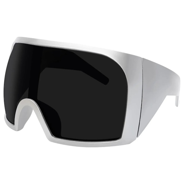 3722 Ylisuuret käärittävät mukautetut logon aurinkolasit naisille ja miehille Futuristiset kaarevat linssit Sävyt Muotisuoja Y2k Aurinkolasit silver black oversized