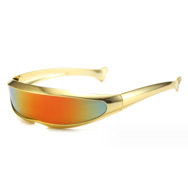 Fashionabla personlighet pläterade silver fiskstjärt vindtäta solglasögon för män utomhus sport ridning solglasögon C5 trendy