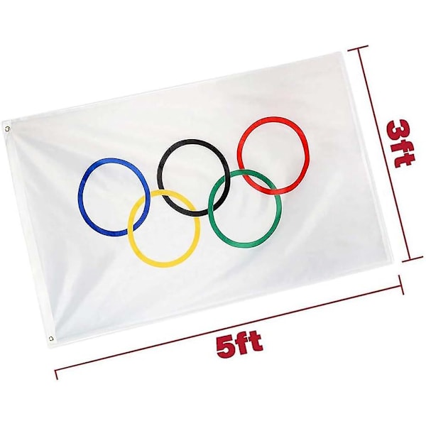 Olympiske flag Olympiske lege Gård flag Olympiske ringe Indendørs og udendørs flag og bannere 3x5ft_Newway