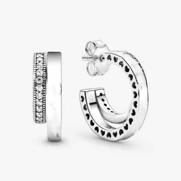 Dubbla ringörhängen Pandora örhängen i rent silver 925 (utan