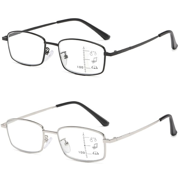 Antifog blått ljus läsglas fyrkantiga glasögon SILVER Silver Silver Strength 200
