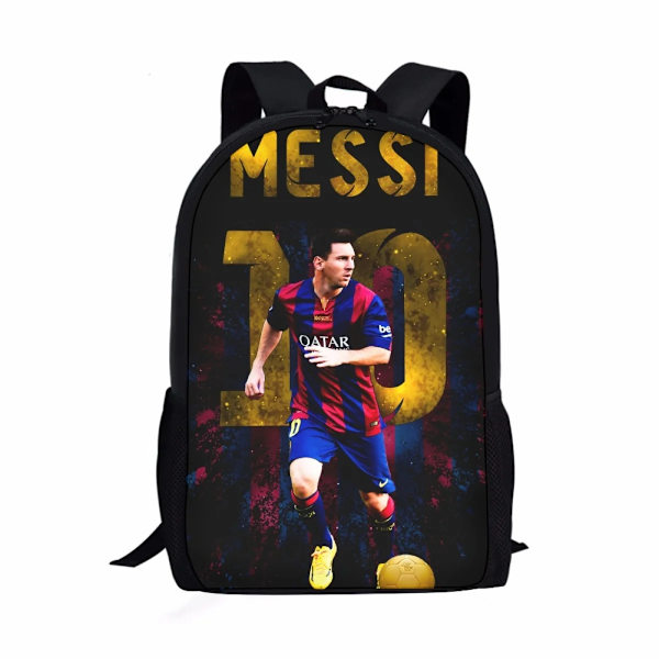 Messi Ryggsäck Fotbollsspelare Tonårspojkar Dragkedja Skolväska style 12