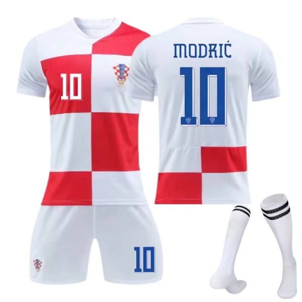 24-25 Kroatien hemmatröja nr 10 Modric fotbollsdräkt för vuxna för barn Size 10 socks 22
