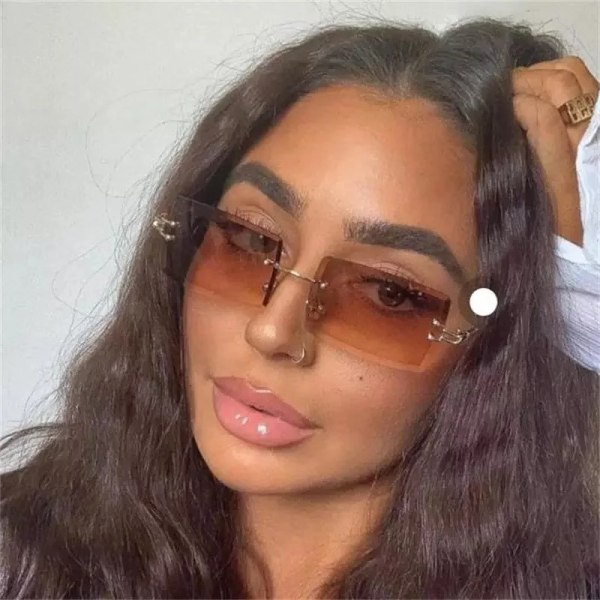 GGJH1520 Unisex rimless solbriller vintage rektangulære firkantede briller retro dame og herre solbriller 2024 C6