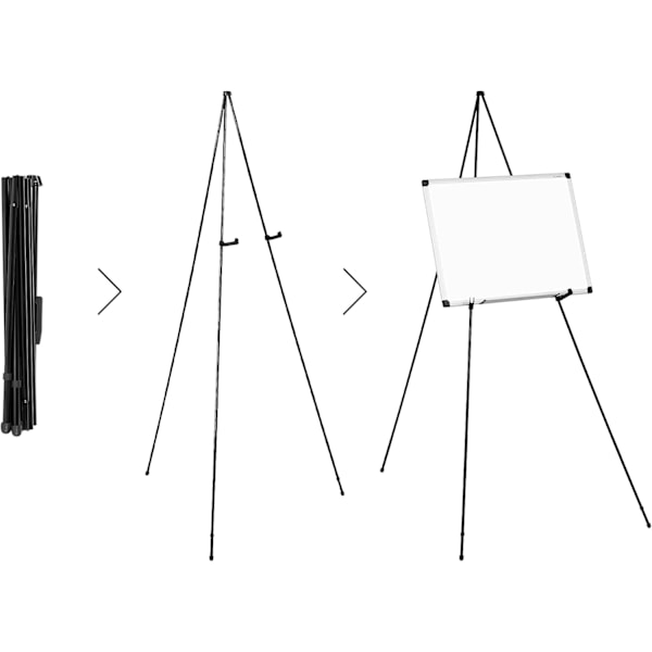 Staffeli Stativ, Øjeblikkelig Gulvplakat, Letvægts, Foldbar, Bærbar, med Tripod Base, Sort Stål (5 lbs Vægtkapacitet)