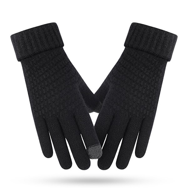 Vinter Touch-Handskar Dam Herr Varma Stretch Stickade Vantar Imitation Black